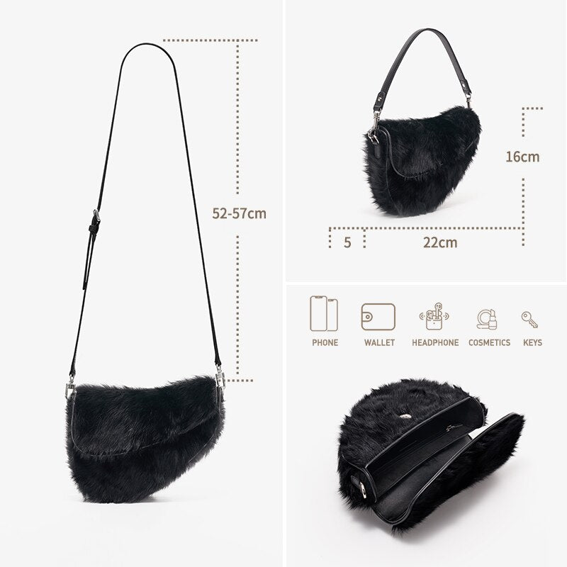  Shearling Women's Shoulder Purse - Hand Bag - DYAVOR® 