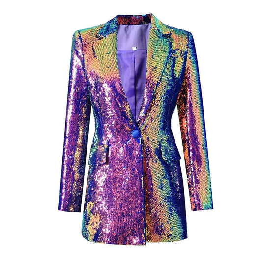  The Technicolor Sequin Long Sleeve Blazer - 0 - DYAVOR® 
