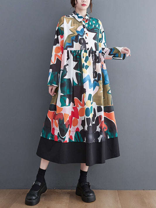  Womens Clothing Spring Summer New In Dresses Korean Fashion Print Shirt Dress Casual Loose Oversized Women Dress Streetwear -  - DYAVOR® 