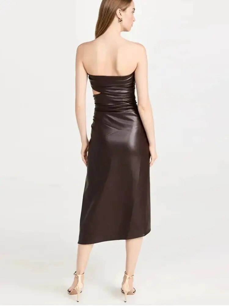  Chic Strapless Leather Dress - Dresses - DYAVOR® 