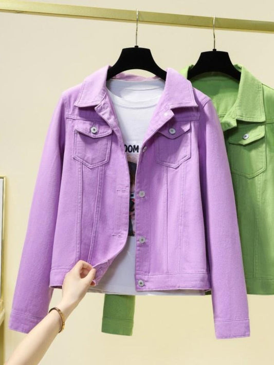 Denim Jacket Women Spring Autumn New Short Women's Jacket Fashion Retro Long-sleeved Top Office Lady Coats Woman Clothing 2023