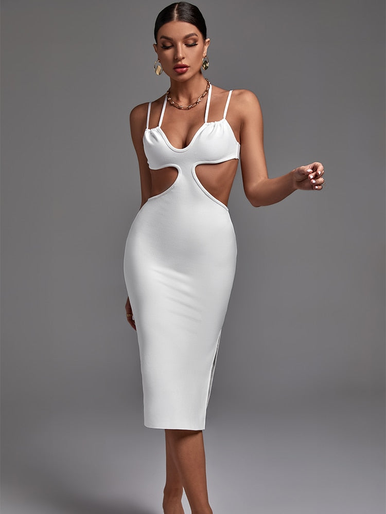 Sleeveless White Bandage Dress