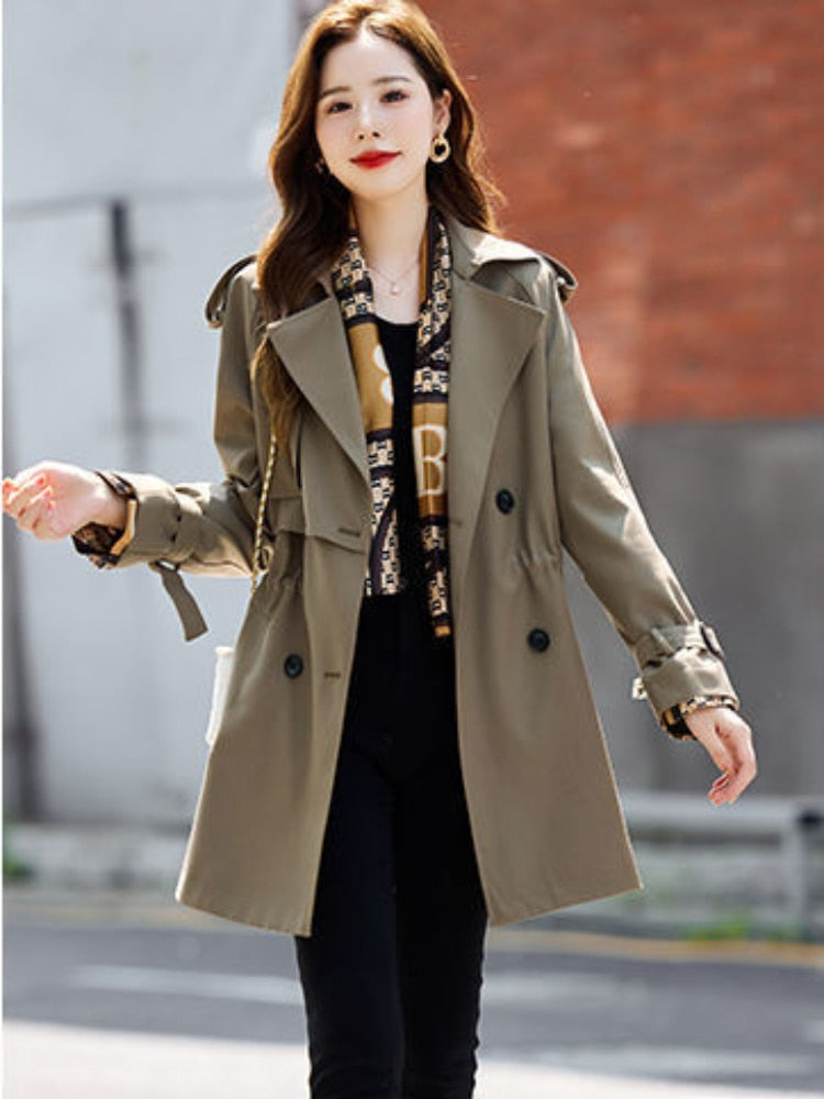  Trench Coat for Women 2022 New Autumn Lapel Windbreaker Khaki Coat Jacket Office Lady Trench Coats Jackets Winter Clothes Women -  - DYAVOR® 