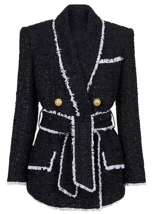  Tweed Blazer with Belt -  - DYAVOR® 