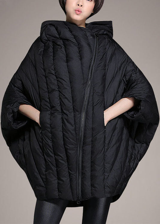  Simple Black Cloak Sleeves zippered Warm Winter Duck Down Coat - Down Jackets - DYAVOR® 