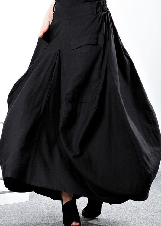  Simple Black Pockets Patchwork asymmetrical design Winter Skirt - Skirts - DYAVOR® 