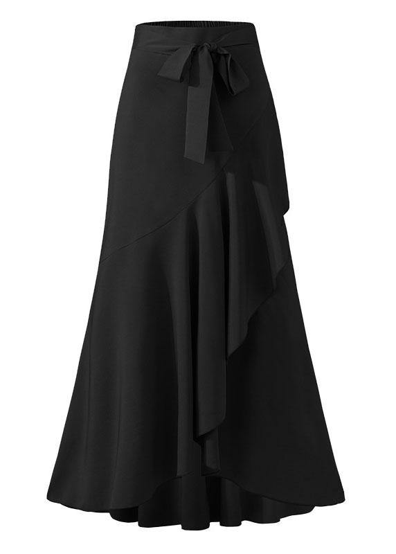  Solid Color High Waist Ruffle High Low Hem Swing Maxi Skirts For Women - Skirts - DYAVOR® 