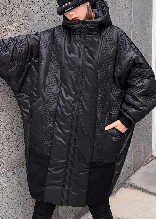  Street Black hooded zippered Pockets Winter coats - Down Jackets - DYAVOR® 