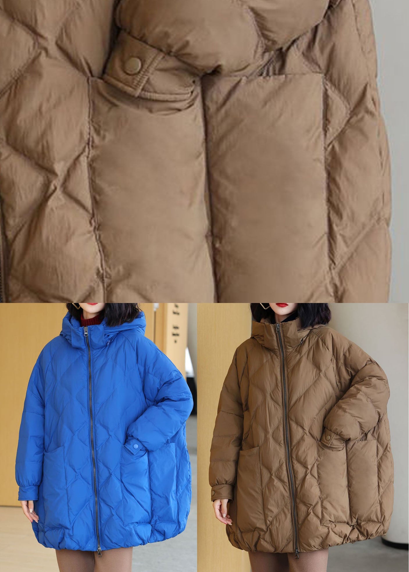  Style Blue Hooded Oversized Duck Down Puffer Jacket Winter - Down Jackets - DYAVOR® 