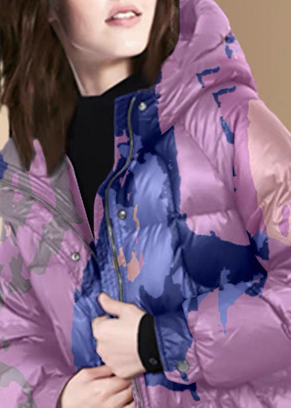  Style Purple Hooded Print Thick Duck Down Puffers Coats Winter - Down Jackets - DYAVOR® 