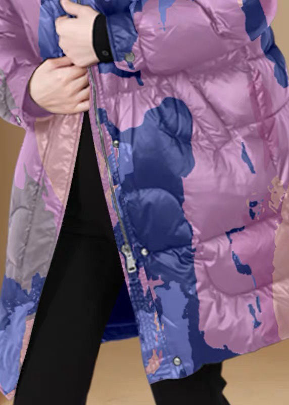  Style Purple Hooded Print Thick Duck Down Puffers Coats Winter - Down Jackets - DYAVOR® 