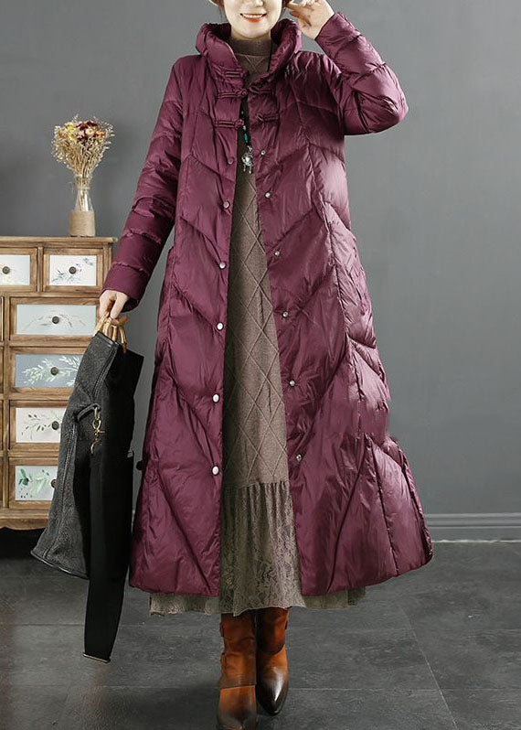  Style Purple Stand Collar Solid Lengthen Duck Down Puffer Jacket Winter - Down Jackets - DYAVOR® 