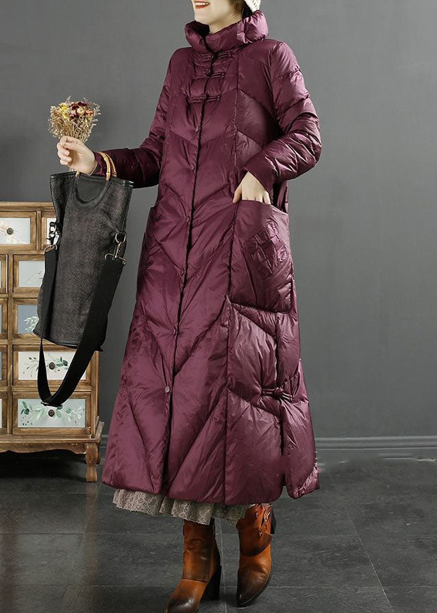  Style Purple Stand Collar Solid Lengthen Duck Down Puffer Jacket Winter - Down Jackets - DYAVOR® 