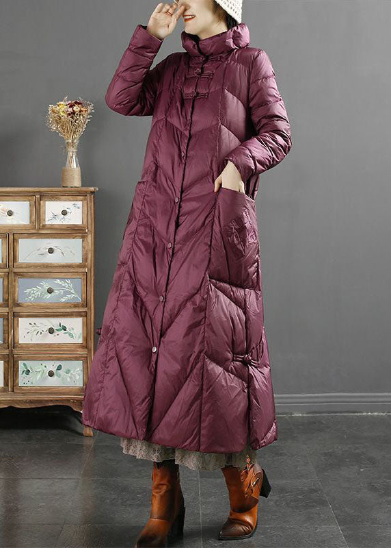  Style Purple Stand Collar Solid Lengthen Duck Down Puffer Jacket Winter - Down Jackets - DYAVOR® 