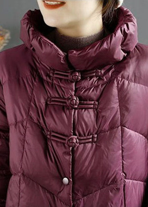  Style Purple Stand Collar Solid Lengthen Duck Down Puffer Jacket Winter - Down Jackets - DYAVOR® 