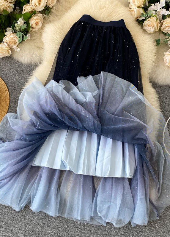  Stylish Black Gradient Color Wrinkled Tulle Skirts Summer - Skirts - DYAVOR® 