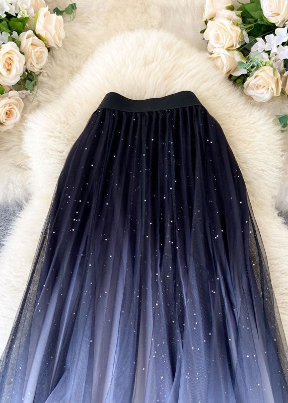  Stylish Black Gradient Color Wrinkled Tulle Skirts Summer - Skirts - DYAVOR® 