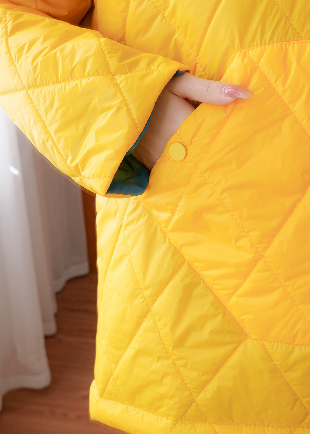  Stylish Yellow Hooded Pockets Fine Cotton Filled Pullover Winter Coat - Down Jackets - DYAVOR® 