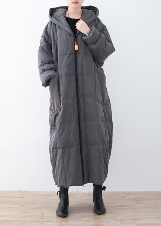  Limited Stock-Gray Warm Down Coat Plus Size Parka thick Hooded Maxi Cardigan -  - DYAVOR® 