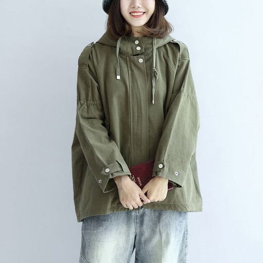  Tea green oversized trench coats plus size short hoodies outwear -  - DYAVOR® 