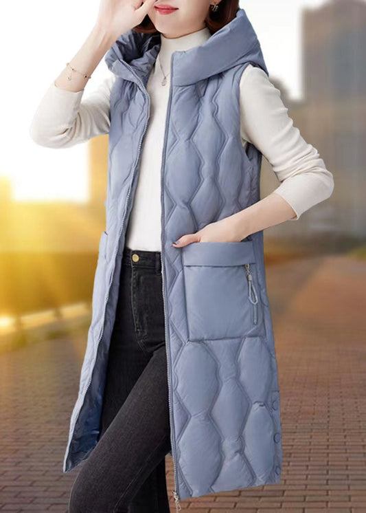  Thick Gray Women Parka Casual Winter Sleeveless Hooded Zippered Outwear -  - DYAVOR® 