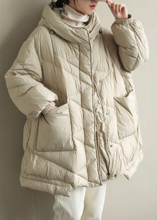  Trendy Beige Stand Collar Warm Winter Duck Down Coat - Down Jackets - DYAVOR® 