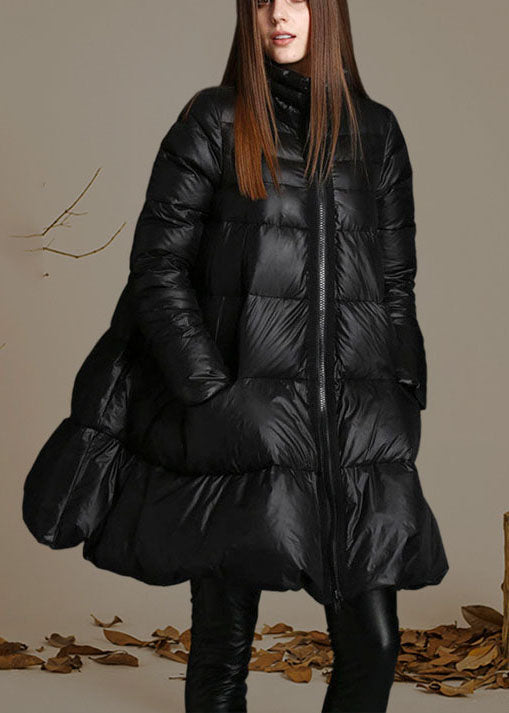  Trendy Black Stand Collar zippered fashion Winter Duck Down Coat - Down Jackets - DYAVOR® 