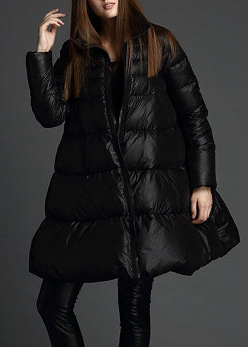  Trendy Black Stand Collar zippered fashion Winter Duck Down Coat - Down Jackets - DYAVOR® 