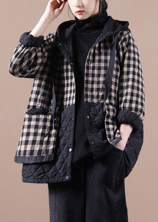  Unique Black Plaid Oversized Fine Parka Hoodies Outwear Winter Jacket - Down Jackets - DYAVOR® 