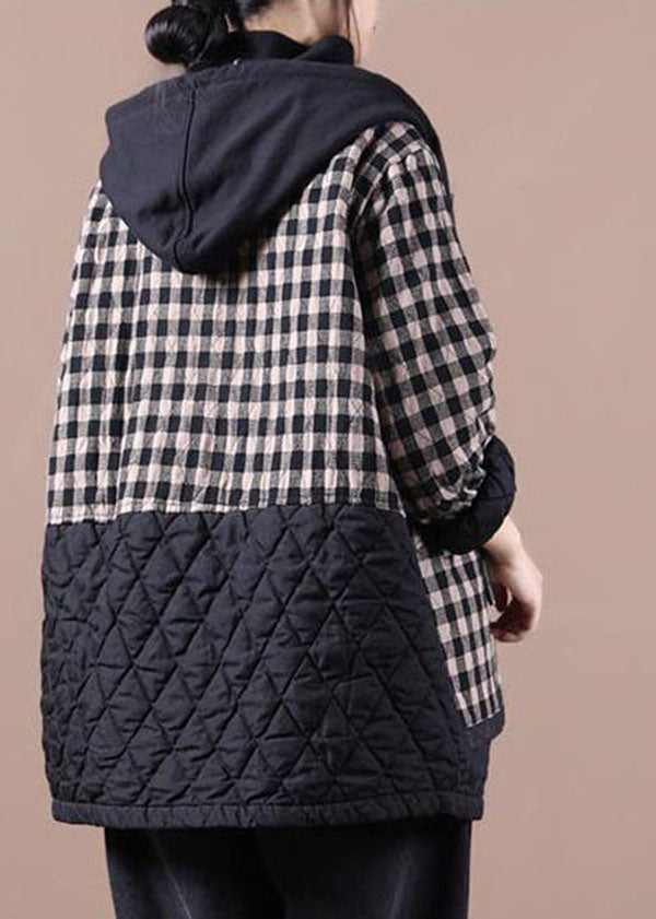  Unique Black Plaid Oversized Fine Parka Hoodies Outwear Winter Jacket - Down Jackets - DYAVOR® 