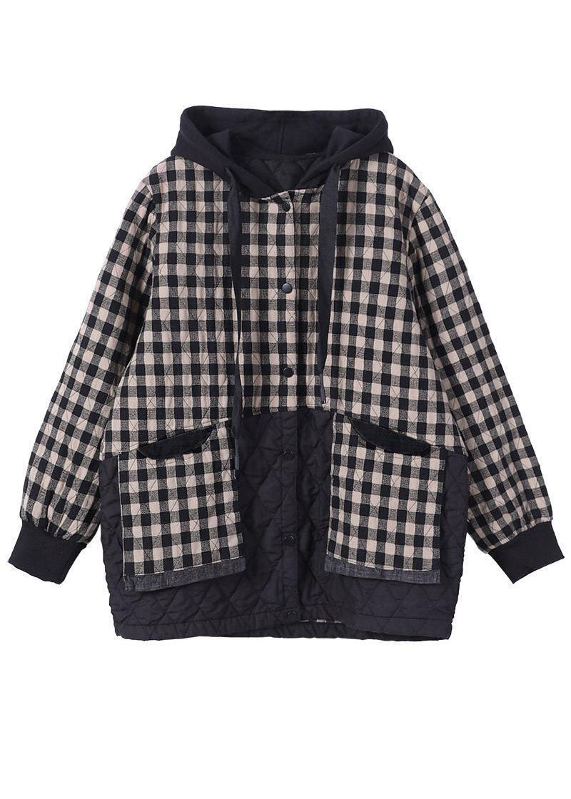  Unique Black Plaid Oversized Fine Parka Hoodies Outwear Winter Jacket - Down Jackets - DYAVOR® 