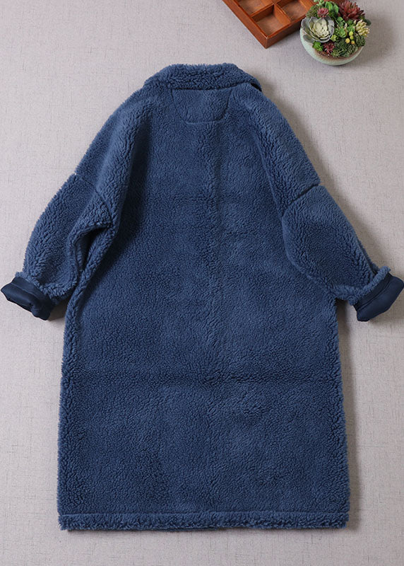  Unique Blue Peter Pan Collar Button Faux Fur thick Winter Coat - Down Jackets - DYAVOR® 