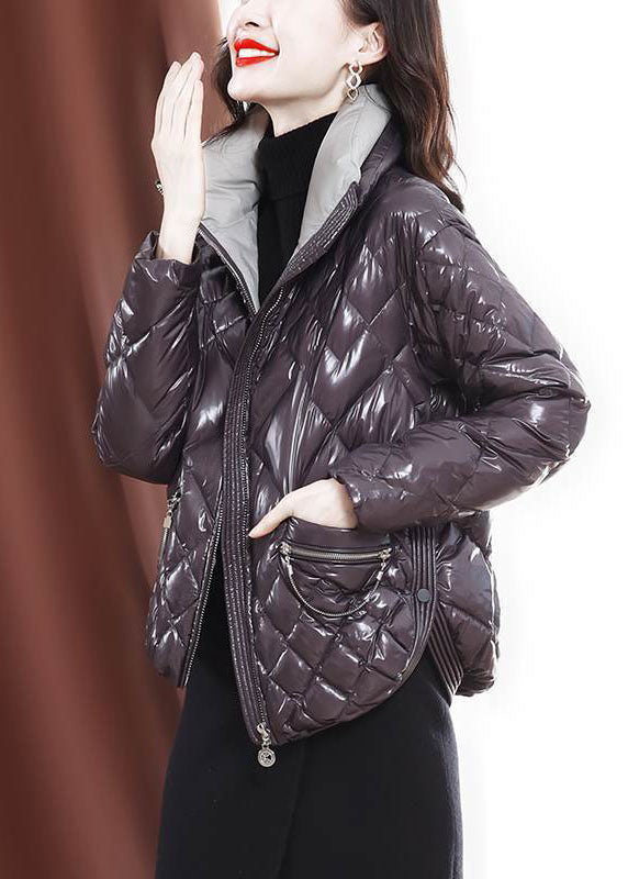  Unique Purple Zip Up Side Open Fine Cotton Filled Women Witner Coats - Down Jackets - DYAVOR® 