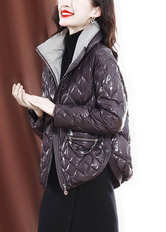  Unique Purple Zip Up Side Open Fine Cotton Filled Women Witner Coats - Down Jackets - DYAVOR® 