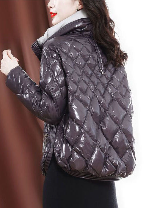  Unique Purple Zip Up Side Open Fine Cotton Filled Women Witner Coats - Down Jackets - DYAVOR® 