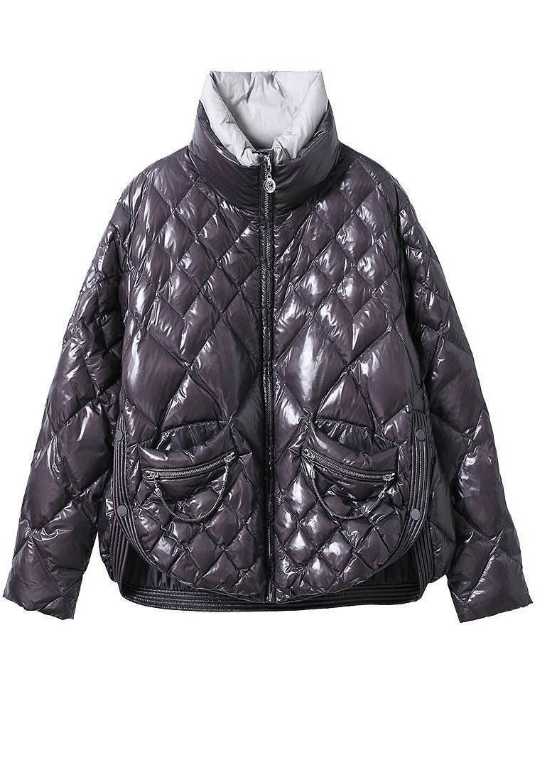  Unique Purple Zip Up Side Open Fine Cotton Filled Women Witner Coats - Down Jackets - DYAVOR® 