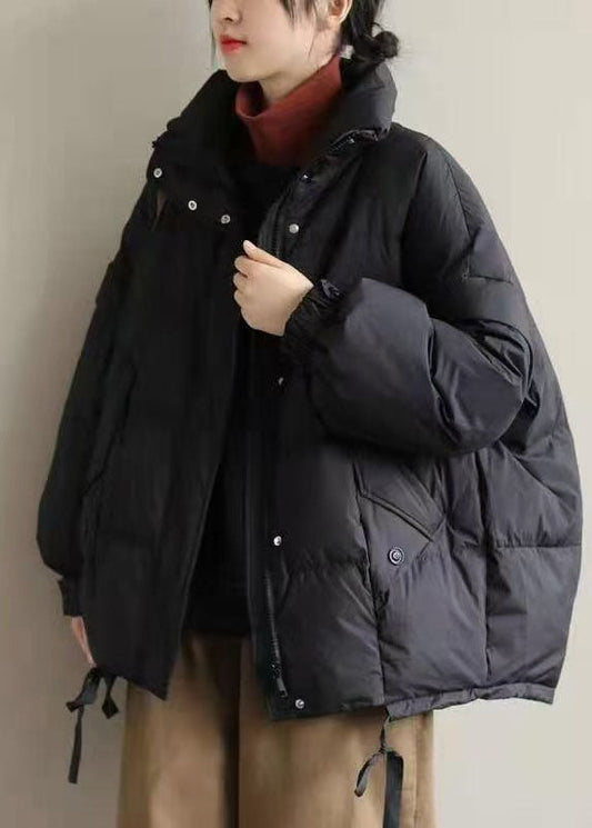  Vintage Black Cinched Duck Down Coat Winter - Down Jackets - DYAVOR® 