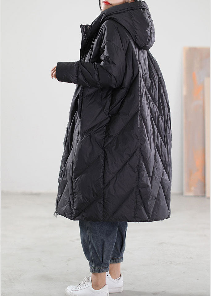  Vintage Black Hooded drawstring Duck Down Winter coats - Down Jackets - DYAVOR® 