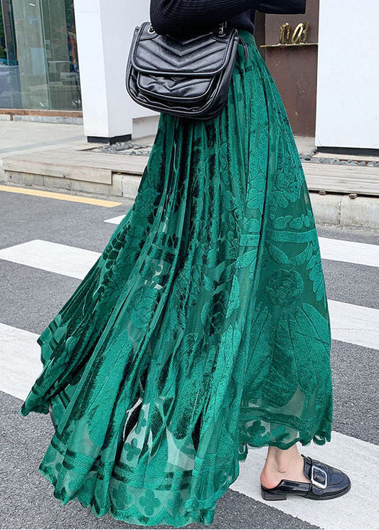  Vintage Green Casual Velour Skirts Winter - Skirts - DYAVOR® 