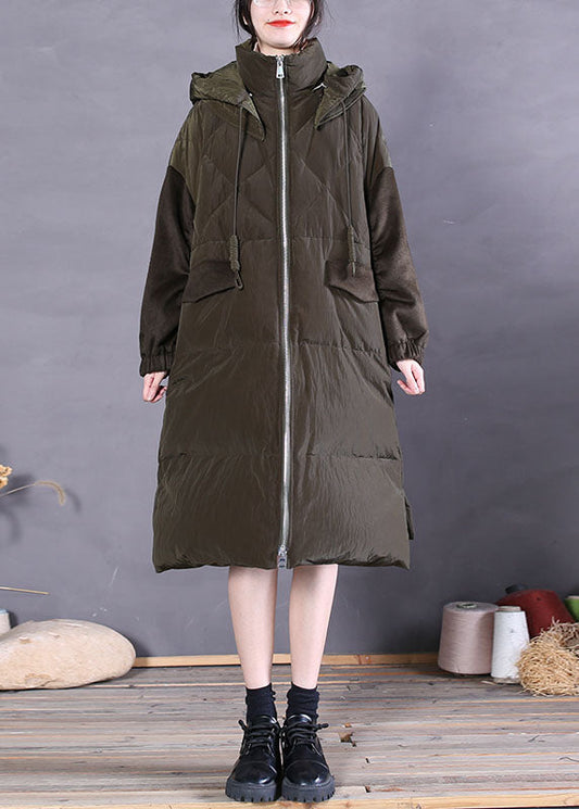  Vintage Green Zip Up Fine Duck Down Puffer Coat Winter - Down Jackets - DYAVOR® 