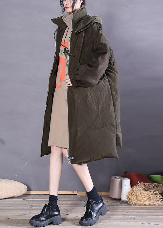  Vintage Green Zip Up Fine Duck Down Puffer Coat Winter - Down Jackets - DYAVOR® 