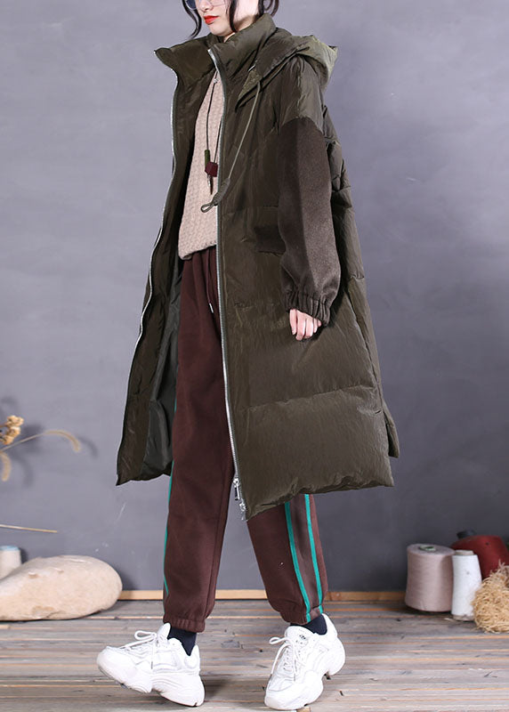  Vintage Green Zip Up Fine Duck Down Puffer Coat Winter - Down Jackets - DYAVOR® 