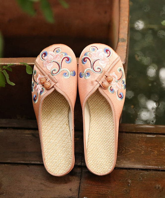  Vintage Orange Embroideried Comfy Cotton Slide Sandals - Slide Sandals - DYAVOR® 