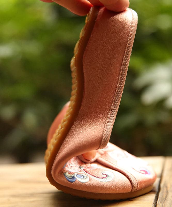  Vintage Orange Embroideried Comfy Cotton Slide Sandals - Slide Sandals - DYAVOR® 