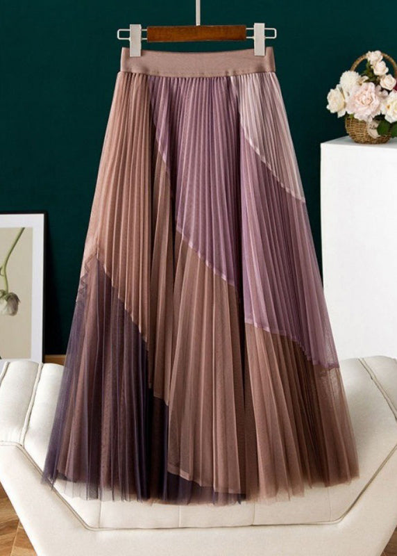  Vintage Purple Casual Print Pleated Fall Skirts - Skirts - DYAVOR® 