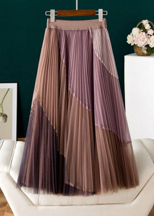  Vintage Purple Casual Print Pleated Fall Skirts - Skirts - DYAVOR® 