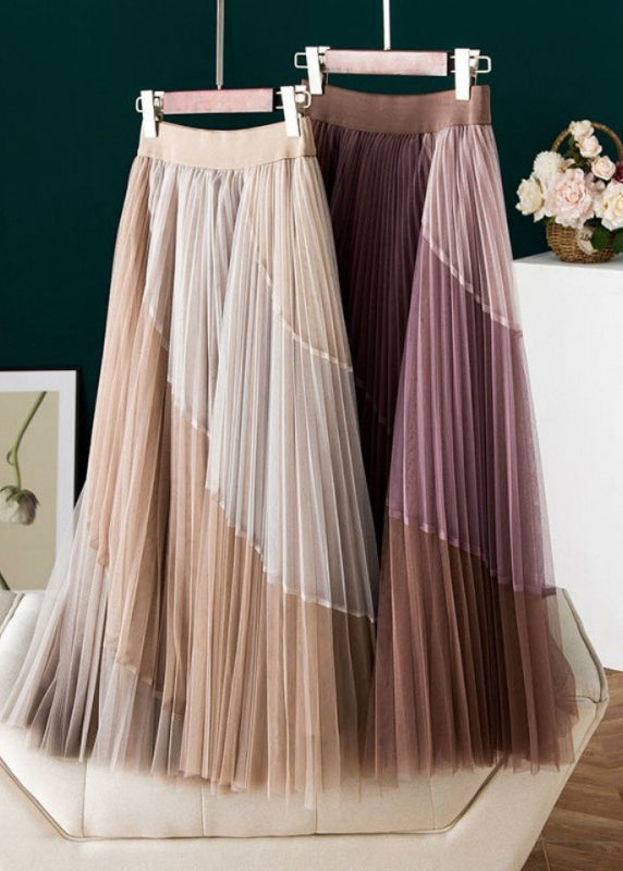  Vintage Purple Casual Print Pleated Fall Skirts - Skirts - DYAVOR® 