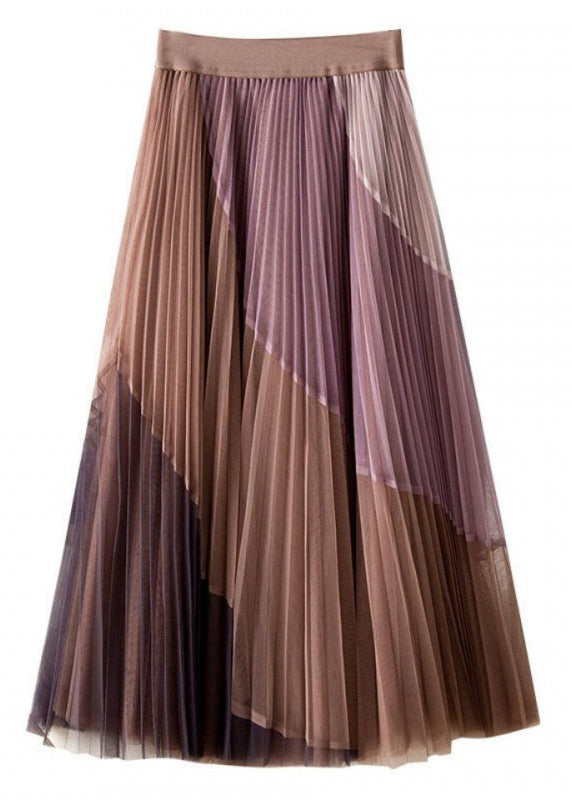  Vintage Purple Casual Print Pleated Fall Skirts - Skirts - DYAVOR® 