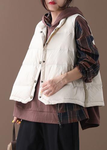  Warm beige Parkas trendy plus size snow jackets winter stand collar sleeveless outwear -  - DYAVOR® 