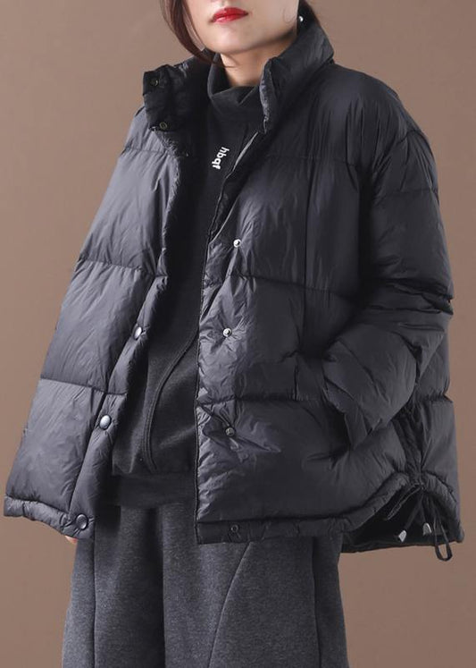  Warm plus size snow jackets winter outwear black stand collar drawstring duck down coat -  - DYAVOR® 